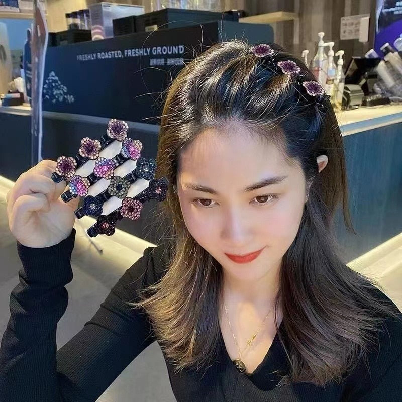 KayHair™ Sparkling Crystal Stone Braided Hair Clips